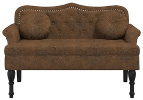 barna műbőr pad párnákkal 120,5 x 65 x 75 cm