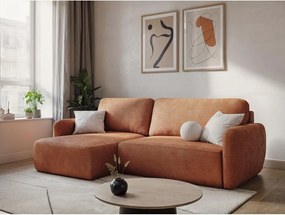 Bézs zsenília kinyitható-tárolóhelyes kanapé 218 cm Lilo – Makamii