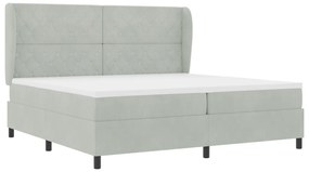 vidaXL Boxrugós ágy matracmal Világosszürke 200 x 200 cm Poliészter