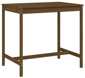 mézbarna tömör fenyőfa kerti asztal 121x82,5x110 cm