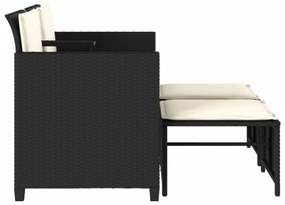 vidaXL 2 személyes fekete polyrattan kerti kanapé asztallal/székkel