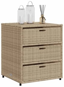 bézs polyrattan kerti tárolószekrény 55 x 59 x 69 cm