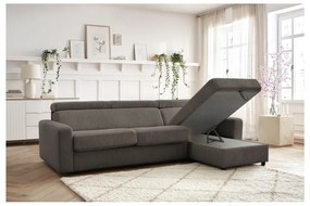 Szürkésbarna kordbársony kinyitható sarokkanapé (variálható) Monaco – Bobochic Paris