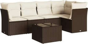 vidaXL 6 részes barna polyrattan kerti ülőgarnitúra párnával