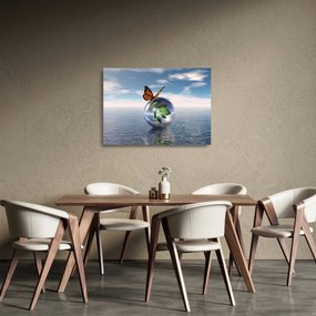 Pillangó képe egy üveggolyón (üvegen) (70x50 cm)