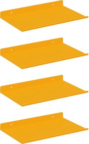 vidaXL Lebegő polc 4 pcs Mustár sárga 30 x 18 x 2,5 cm Acél