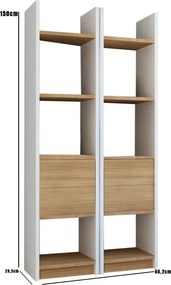 Esbi könyvespolc, fehér-teak, 66,2 cm