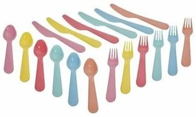 Rainbow műanyag evőeszköz készlet gyerekeknek, 18db , 6 színben