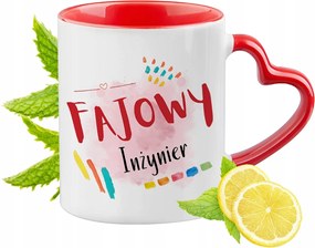 Mérnöki bögre Piros, szív alakú füllel Ajándék