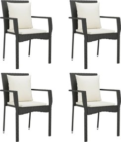 vidaXL 4 db fekete polyrattan kerti szék párnával