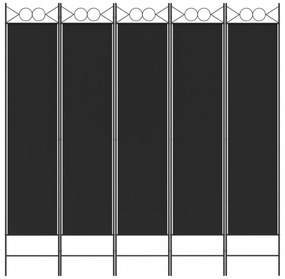 5 paneles fekete szövet térelválasztó 200x200 cm