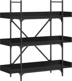 vidaXL 3-szintes fekete szerelt fa könyvespolc 100 x 33 x 108,5 cm