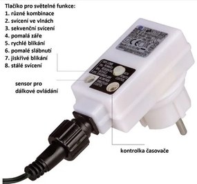 VOLTRONIC® Fényfüzér 10 m 100 LED hideg fehér  vezérlő