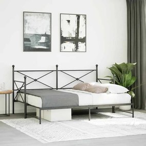 kihúzható kanapéágy matrac nélkül fekete 90x200 cm acél