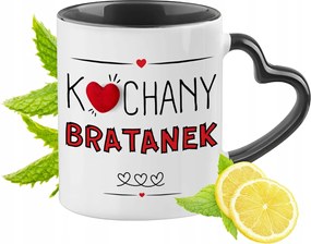 Unokaöcsémnek Fekete Bögre Szív Alakú Füllel Ajándék Nyomtatott