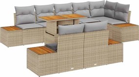 vidaXL Kert étkező szett párnával 9 pcs Barna és szürke