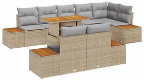 vidaXL Kert étkező szett párnával 9 pcs Barna és szürke