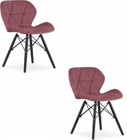 Lago bársony szék sötét rózsaszín lábak fekete x 2