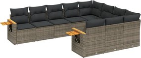 vidaXL 10 részes szürke polyrattan kerti ülőgarnitúra párnákkal