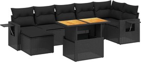 vidaXL 8 részes fekete polyrattan kerti ülőgarnitúra párnákkal