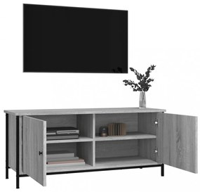 szürke sonoma színű szerelt fa TV-szekrény ajtókkal 102x35x45cm