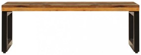 tömör újrahasznosított fa és acél dohányzóasztal 100x50x35 cm
