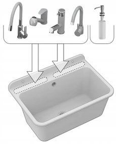 Mosogató Quality Universe, univerzális műanyag mosogató 61x41x30 cm + szifon, 1 kamrás, fehér, SKQ-KGLK60-WH
