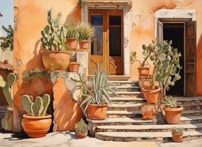 Poszter 55x40cm Napsütötte Kaktuszsarok