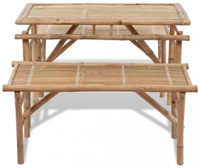 bambusz sörözőasztal 2 paddal 100 cm