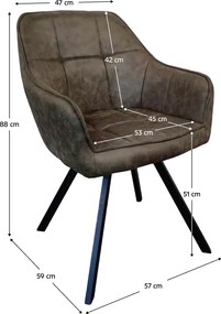 Forgó étkezőszék, zöld szövet csiszolt bőr hatással, SAMANTA