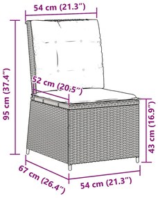 szürke polyrattan dönthető kerti kanapé párnákkal