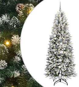 Műkarácsonyfa LED -es lámpákkal Fehér 210cm PVC