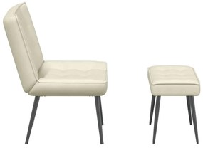 krémszínű bársony pihenőfotel lábtartóval