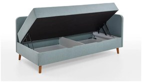 Világoskék kárpitozott egyszemélyes ágy tárolóhellyel 120x200 cm Cabana – Meise Möbel