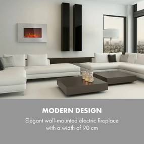 Klarstein Lausanne Luxe, elektromos kandalló, 2000 W, 2 fűtési fokozat, 90 cm, rozsdamentes acél