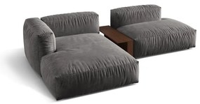 Szürke bársony moduláris sarokkanapé (bal oldali-heverő résszel) Martina – Micadoni