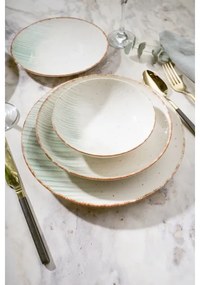 24 darabos porcelán étkészlet, fehér/zöld