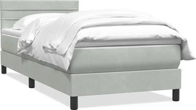vidaXL világosszürke bársony rugós ágy matraccal 90x210 cm