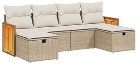 vidaXL 6 részes bézs polyrattan kerti ülőgarnitúra párnával