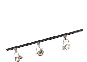 Okos 1 fázisú fekete sínrendszer acéllal, 3 WiFi GU10-zel - Iconic Suplux