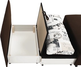 Kinyitható fotel, barna/minta, KENY NEW