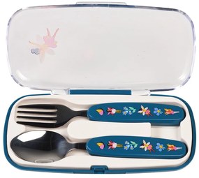 Kék rozsdamentes acél gyerek evőeszköz 2 db-os Fairies in the Garden – Rex London