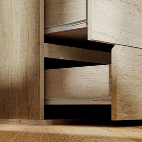 HOMCOM 5-Fiókos Fiókos Szekrény Modern Stílusban, Puha Zármechanikával - 60 x 38 x 100 cm, Természetes Fa | Aosom