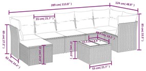 8 részes fekete polyrattan kerti ülőgarnitúra párnákkal