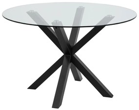 Asztal Oakland 1028Fekete, 76cm, Edzett üveg, Fém