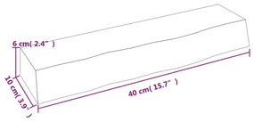 világosbarna kezelt tömör tölgyfa fali polc 40x10x6 cm