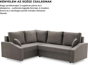 Grande Plus sarokkanapé, baloldali, szövet anyag, szürke