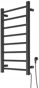 Erga Pago, elektromos fűtőelem 500x800 mm digitális termosztáttal álló vagy falra szerelhető, 200W, fekete matt, ERG-RESA/800/500/BLACK/EL