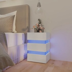 fehér szerelt fa LED-es éjjeliszekrény 45 x 35 x 67 cm
