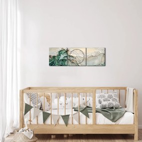 Kép - 3D tengeri absztrakció (órával) (90x30 cm)